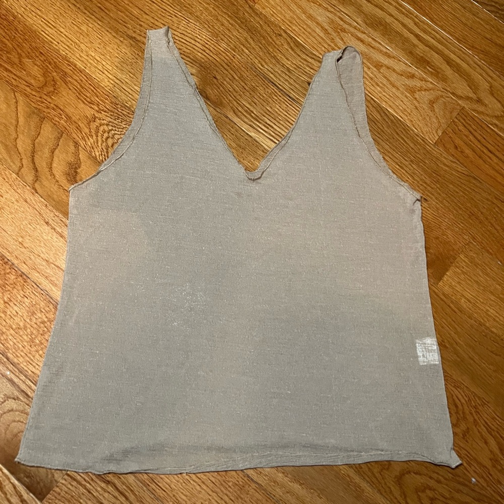 Womens Sheer Brown Tank Top Beach Coverup Size Large
